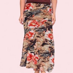 Metro Wear Floral Maxi Skirt in Brown